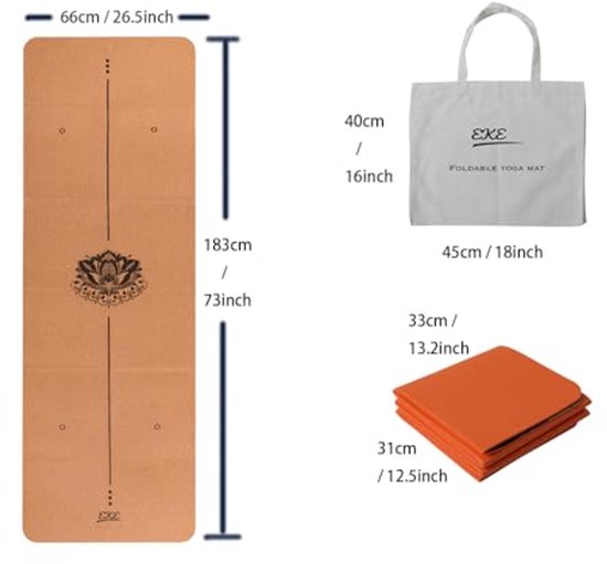 Opvouwbare yogamat voor yoga, pilates en fitness - Lichtgewicht en draagbaar met canvas tas - Perfect cadeau — afbeelding 2