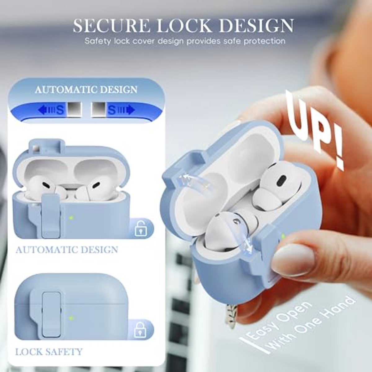 Draagbare Siliconen Hoes voor AirPods Pro 2e Generatie - Lichtblauw
