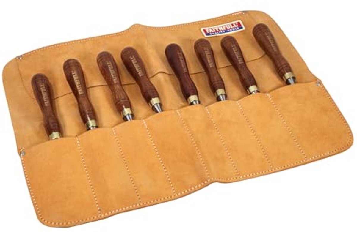 Suede Leather Chisel Roller - Compact Water Resistant Tool Organizer with 8 Compartments