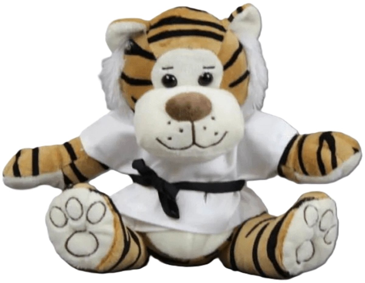 Knuffel Tijger in Gi met Zwarte Band