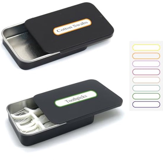 Luxspire Katoenen wattenstaafjeshouder, hars katoenen ballenbus met deksel, 2 compartimenten dispenser opbergdoos cosmetica aanrecht organizer containers voor katoenen pads, rondes - grindwit