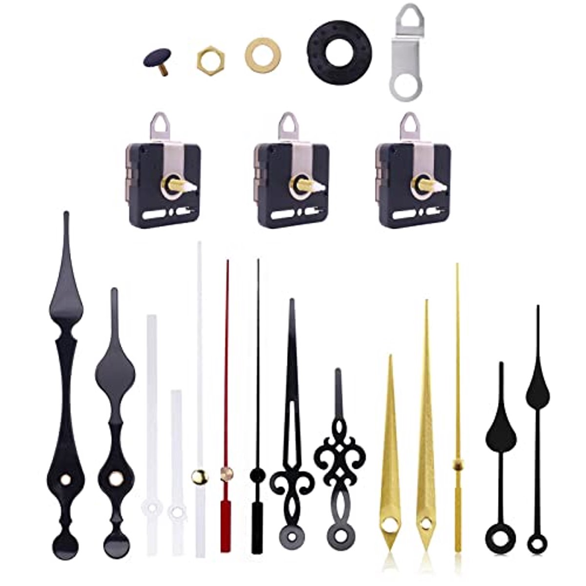 Stille quartz klokmechanisme met 3 klokbewegingen en 5 sets wijzers - DIY reparatie onderdelen voor wandklokken