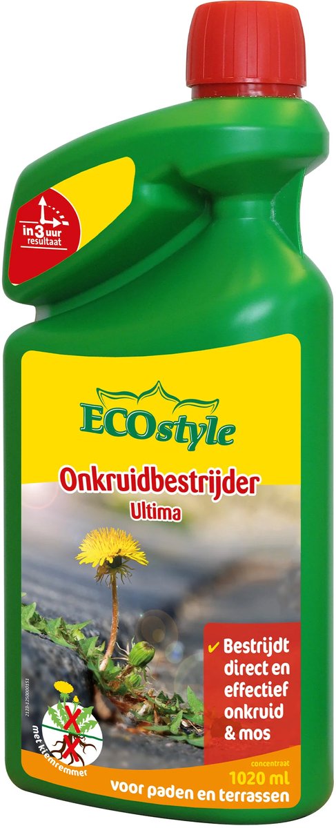 ECOstyle Ultima Onkruid & Mos Concentraat Onkruidverdelger - Paden & Terrassen - Bestrijdt Blad & Wortel - Werkt Binnen 3 uur - Onder Bomen & Struiken - 510 ML