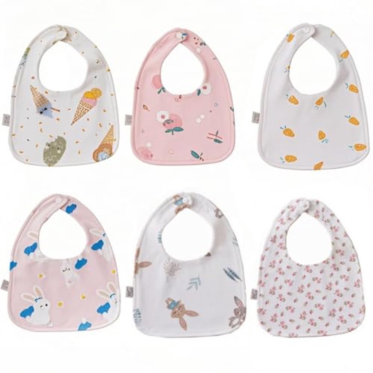 Image of 6-Pack Baby Bandana Slabbetjes - Zachte, Absorberende en Waterdichte Voedingsslabbetjes voor Zuigelingen