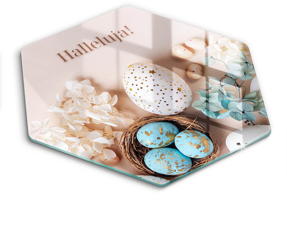 Wallfluent Glazen Snijplanken - Fijne feestdagen Alleluia! Snijplanken Glas - h40 cm - Veelkleurig Snijplanken van Glas - Glazen Snijplank - Design Glazen Snijplank Keuken - Antislip Glazen Serveerplank