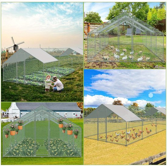 Ikodm Kippenhok, buitenren voor kippen en kleine dieren, 3 x 2 x 2
