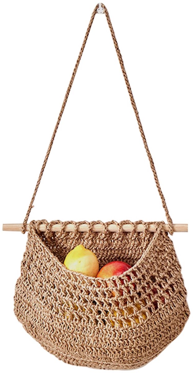 Ibenzoa® Ruimtebesparende hangende fruitmand met boho-stijl voor keuken en woonkamer