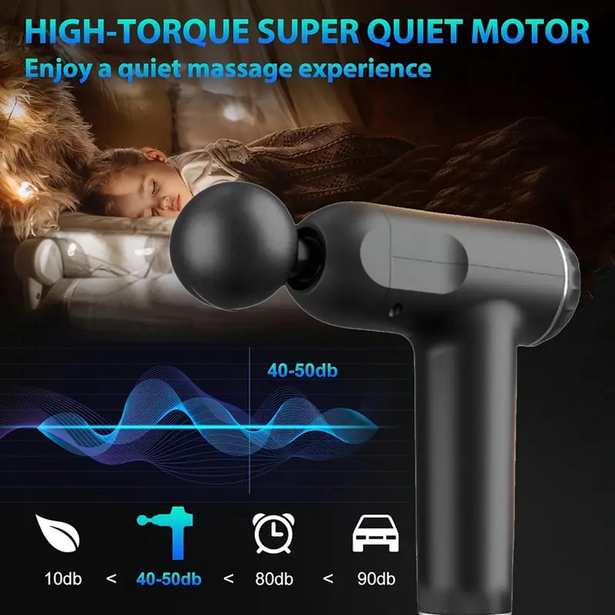 Fascia-massagepistool met 8 verwisselbare massagekoppen - USB-oplaadbaar, ergonomisch ontwerp, geschikt voor volledige lichaams-, spier- en triggerpointmassage, diepe weefseldrukmassage