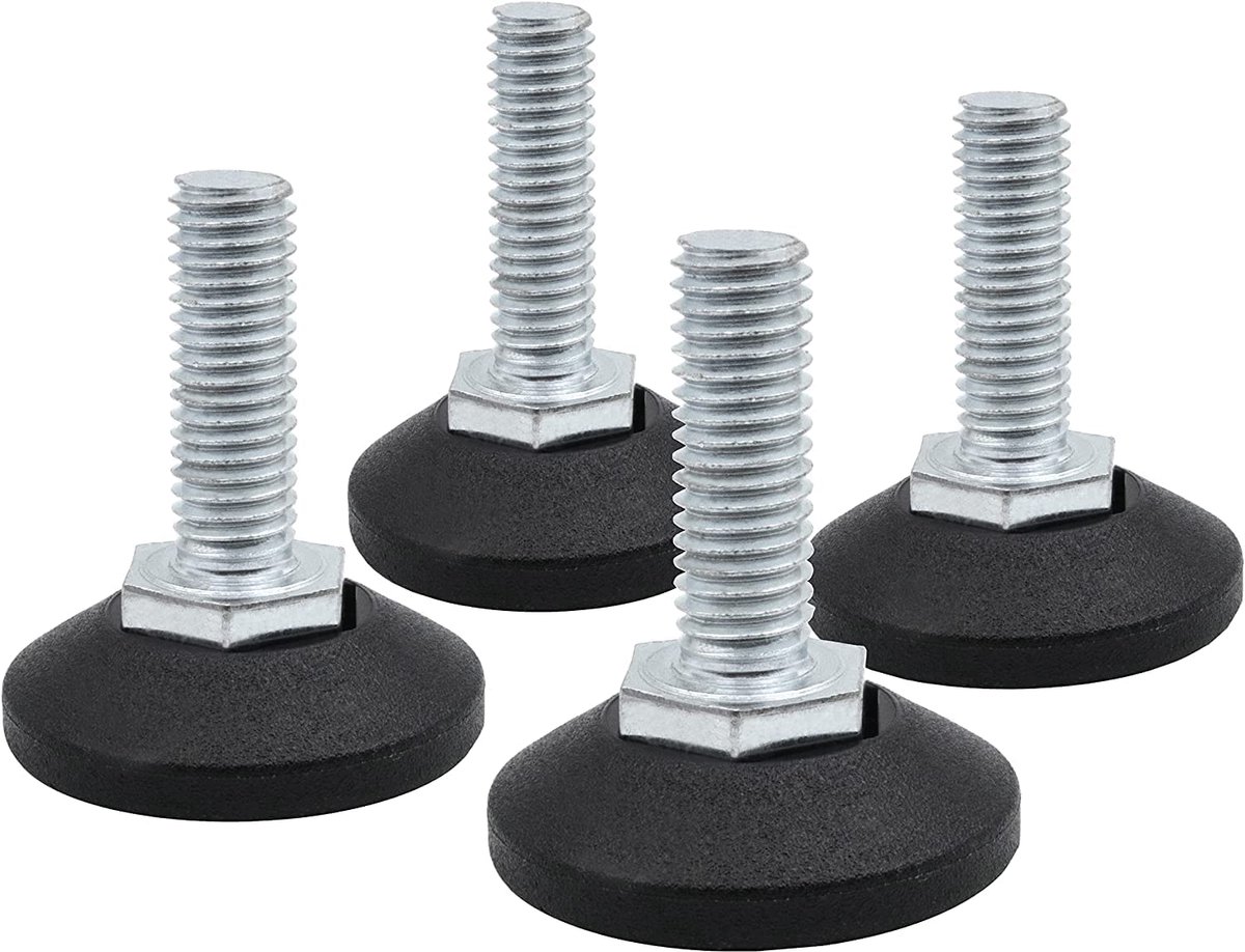 4x Verstelschroef Ã˜ 58 mm - M10 x 16 mm Draaibare Stelschroef met Verzinkte Schroef