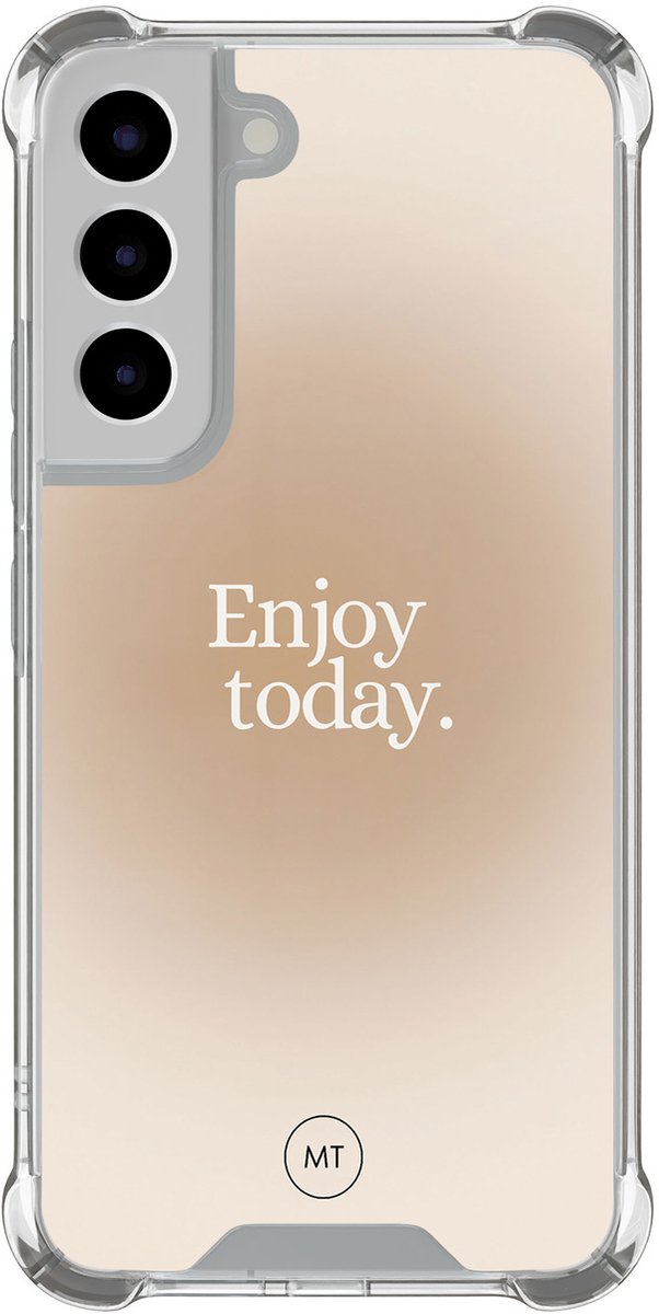 Hoesje (shockproof) geschikt voor Samsung Galaxy S22 - Enjoy today - Extra sterke case - TPU/polycarbonaat - Natuur - Beige, Groen, Transparant