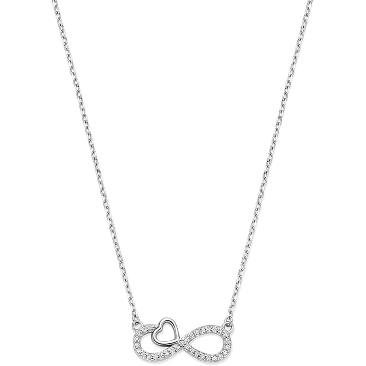 Collier zirkonia infinity en hartje 41 - 43 - 45 cm