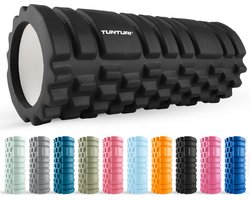 Tunturi Yoga Grid Foam Roller - Massage Roller - Foamroller - Fitness Roller - Zwart - 33cm - Incl. gratis fitness app