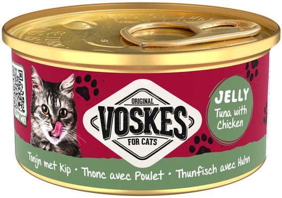 Voskes Kattenvoer Nat Gelei Tonijn & Kip - 24 x 85 gr - Voordeelverpakking