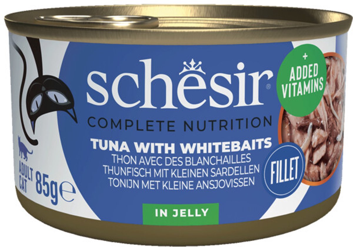 Schesir Kattenvoer Tonijn en Witvis in Gelei - 12 x 85 gr - Voordeelverpakking