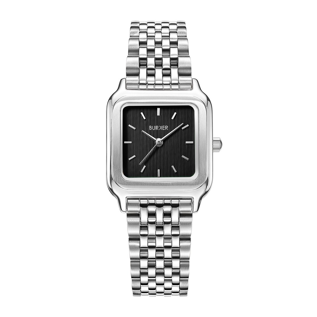 BURKER Macy Horloge Dames - Vierkant - Zilver Zwart - Schakelband - 26 mm