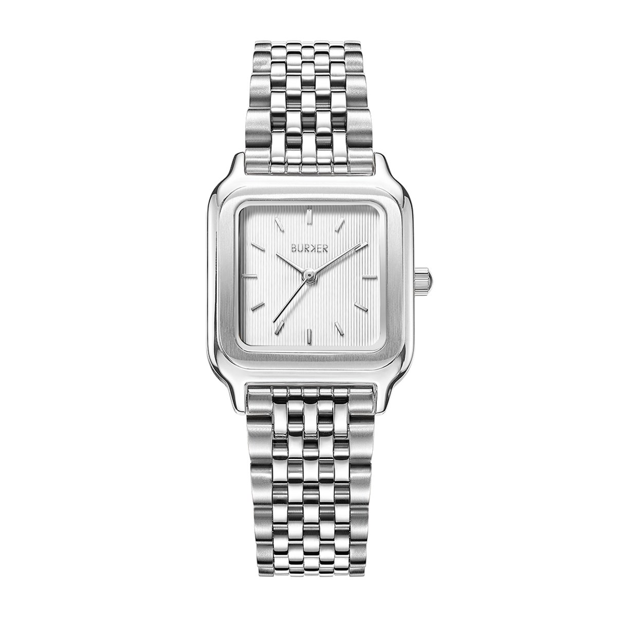 BURKER Macy Horloge Dames - Vierkant - Zilver Wit - Schakelband - 26 mm