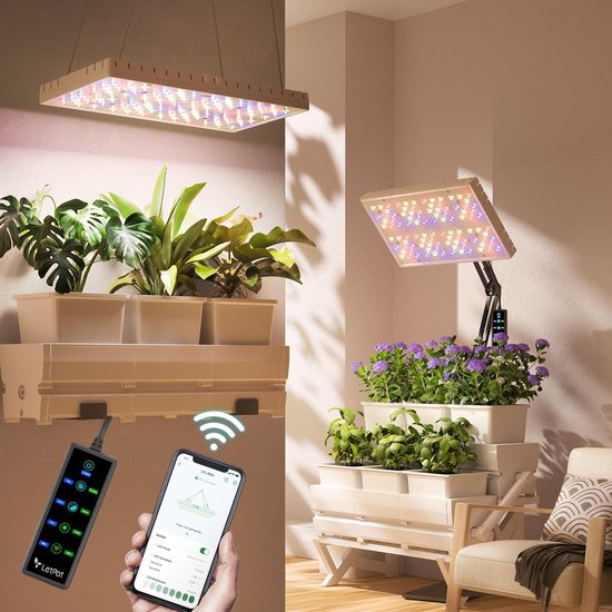 LetPot GL-60 Smart Grow Light - Groeilamp - Kweeklamp - 60 Watt - Full spectrum LED plantenlamp - Met app & afstandsbediening - Volledig verstelbaar voor kamerplanten - Staand of hangend