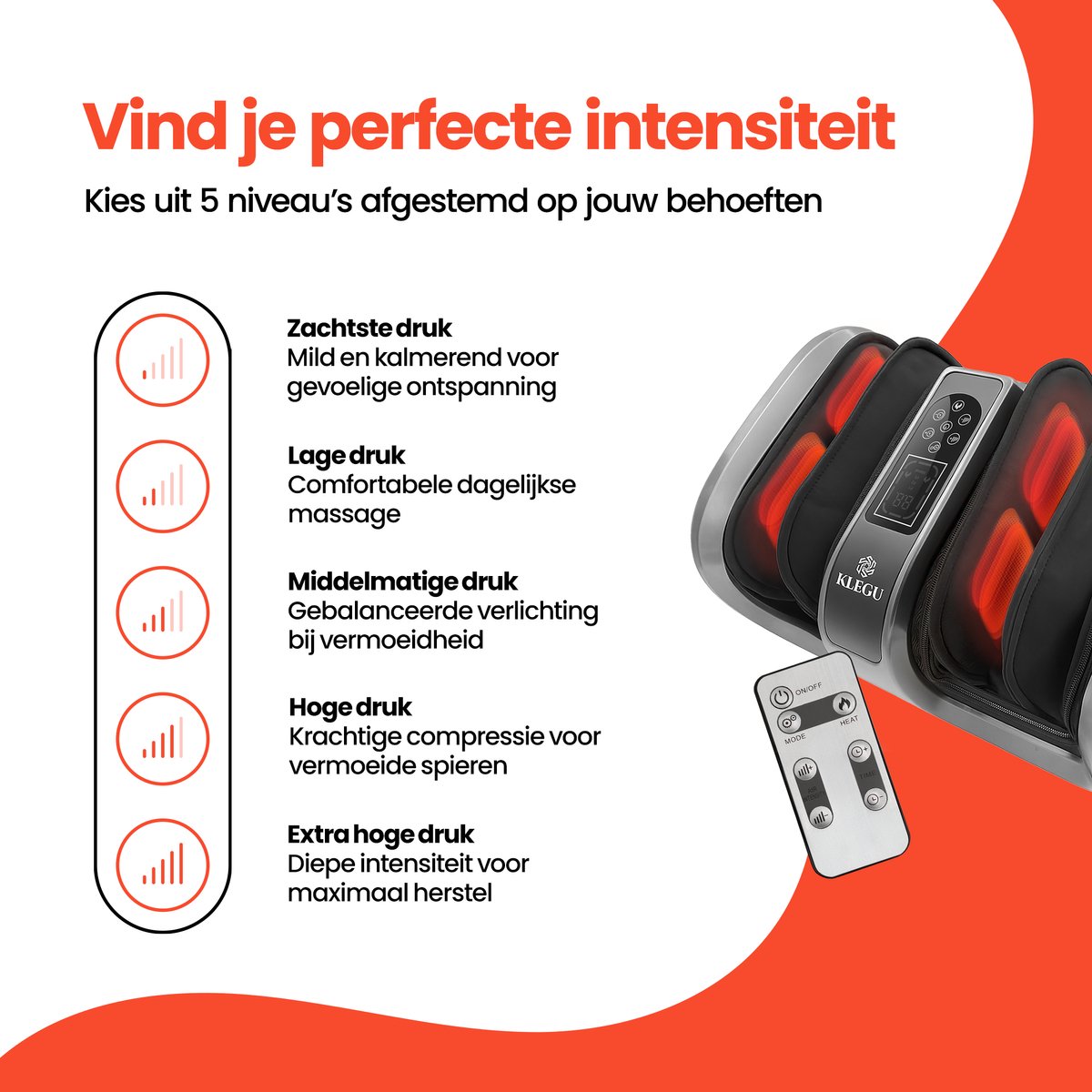 Shiatsu voetmassage apparaat met luchtcompressie- voet & kuitmassage - massage - massage apparaat voor bloedsomloop en bloedcirculatie - foot massager - afstandsbediening thumbnail 7