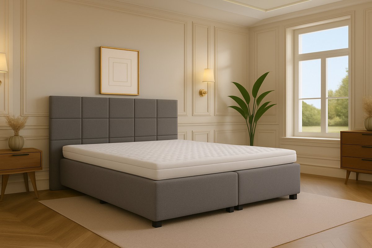 Boxspring vlak Modena 140x210 cm grijs Gratis Bezorgen