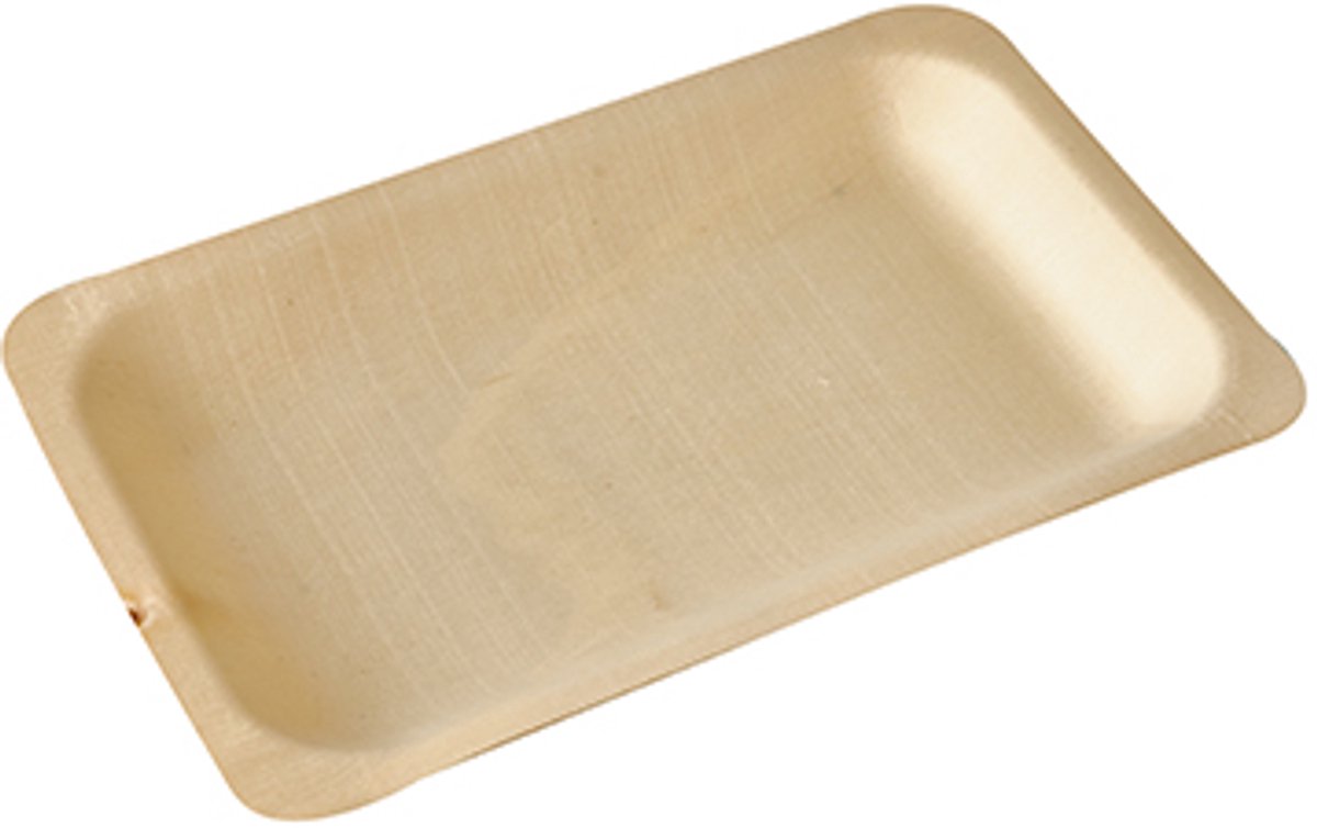 50 Fingerfood - Borden, hout pure hoekig 19,5 cm x 14 cm