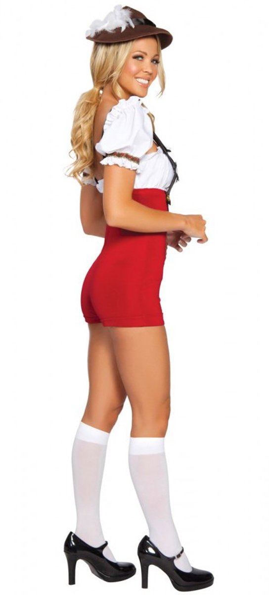 Beer Stein Babe Volwassenen Vrouwen Rood Oktoberfest Maat M