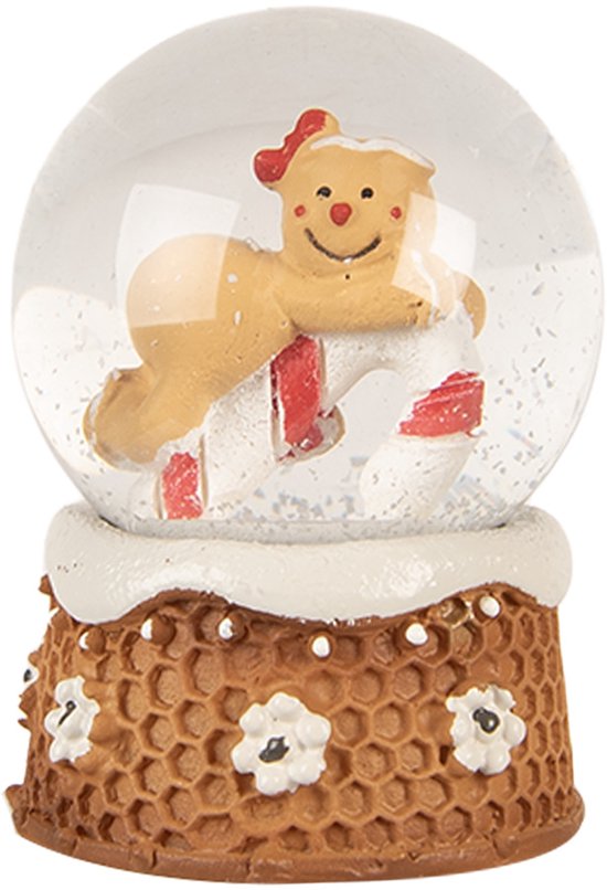 Clayre & Eef Boule de neige Ø 5x7 cm Marron Verre