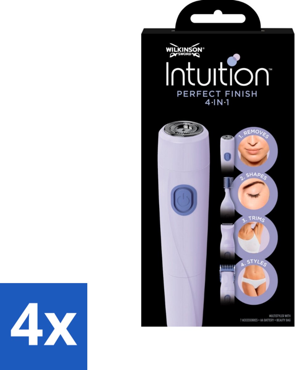 4 x Wilkinson Sword - Trimmer - Intuition Perfect Finish 4-in-1 - Gezicht en Lichaam - 1 scheerapparaat - Scheerapparaat - Trimmer - Wenkbrauwtrimmer - Ontharingsapparaat - Gezichtshaar