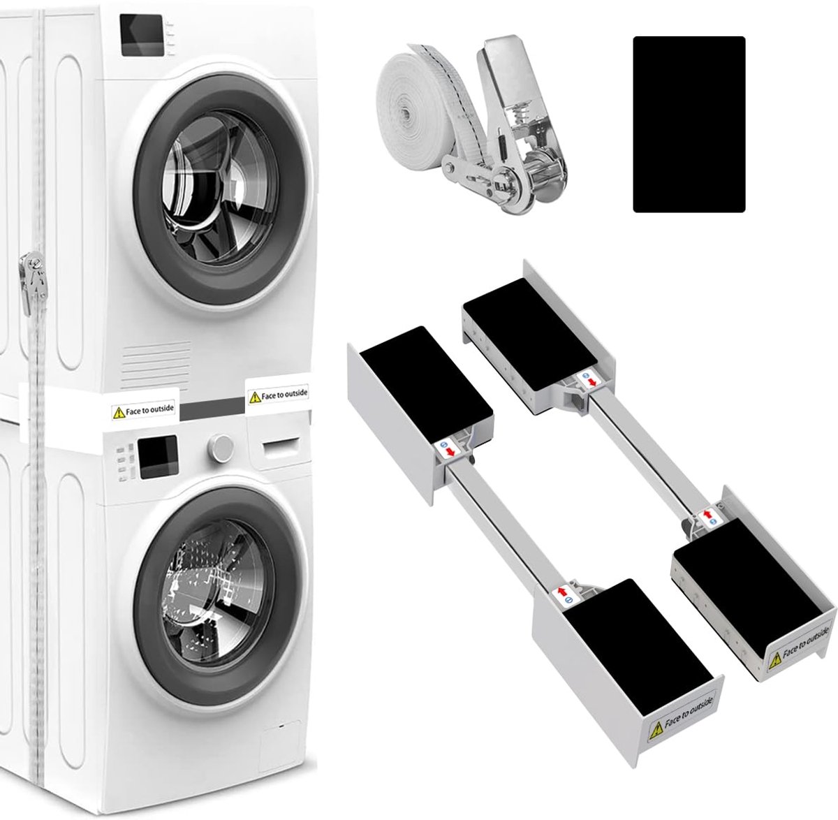 Azomor® Ruimtebesparend verbindingsframe voor wasmachine en droger met verstelbare maat