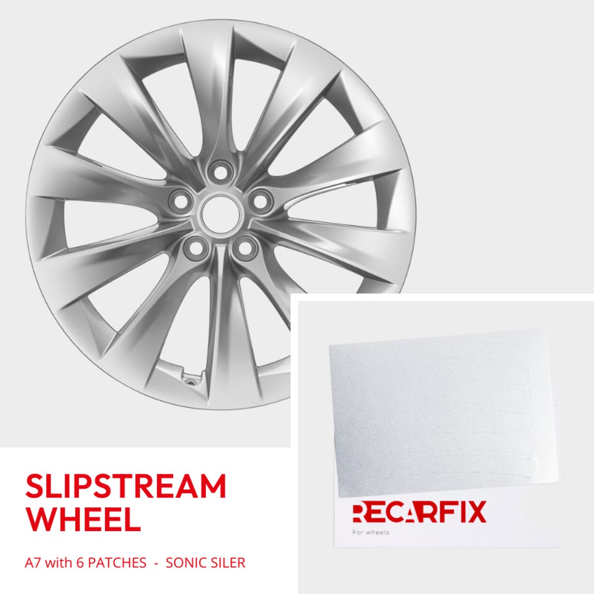 Tesla Model X - Velgschade patch Slipstream Wheel Sonic Silver
