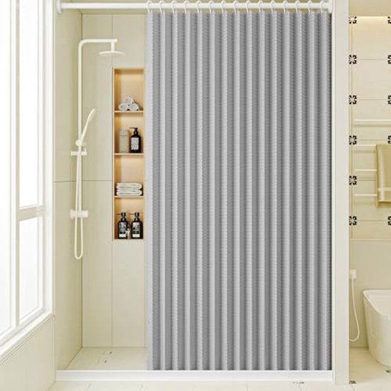 Opvouwbaar douchegordijn – magnetisch – 99 x 180 cm – grijs