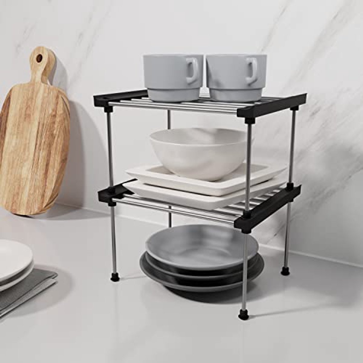 Set van 2 Stapelbare Keuken Organizers - veelzijdige Planken voor Keuken en Pantry