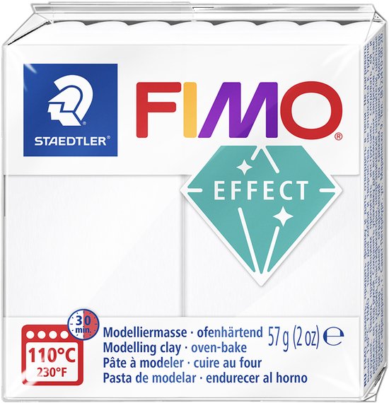 Foto: Fimo effect ovenhardende boetseerklei standaard blokje 57 g transparant wit