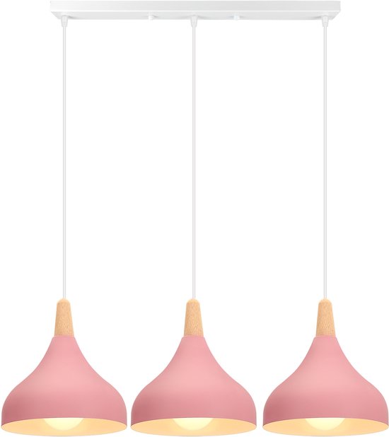 Lustre moderne pour chambre à coucher, 3 lampes suspendues, plafonnier scandinave pour salon, Cuisine, rose