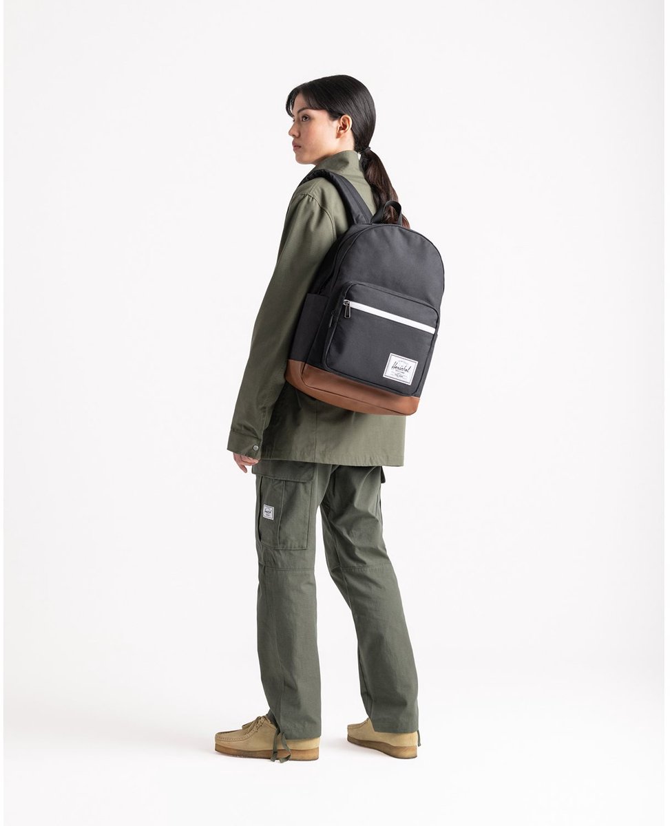 Herschel vrijetijdsrugzak rugzak met laptopvak Pop Quiz Backpack 25 L Raven Crosshatch grijs
