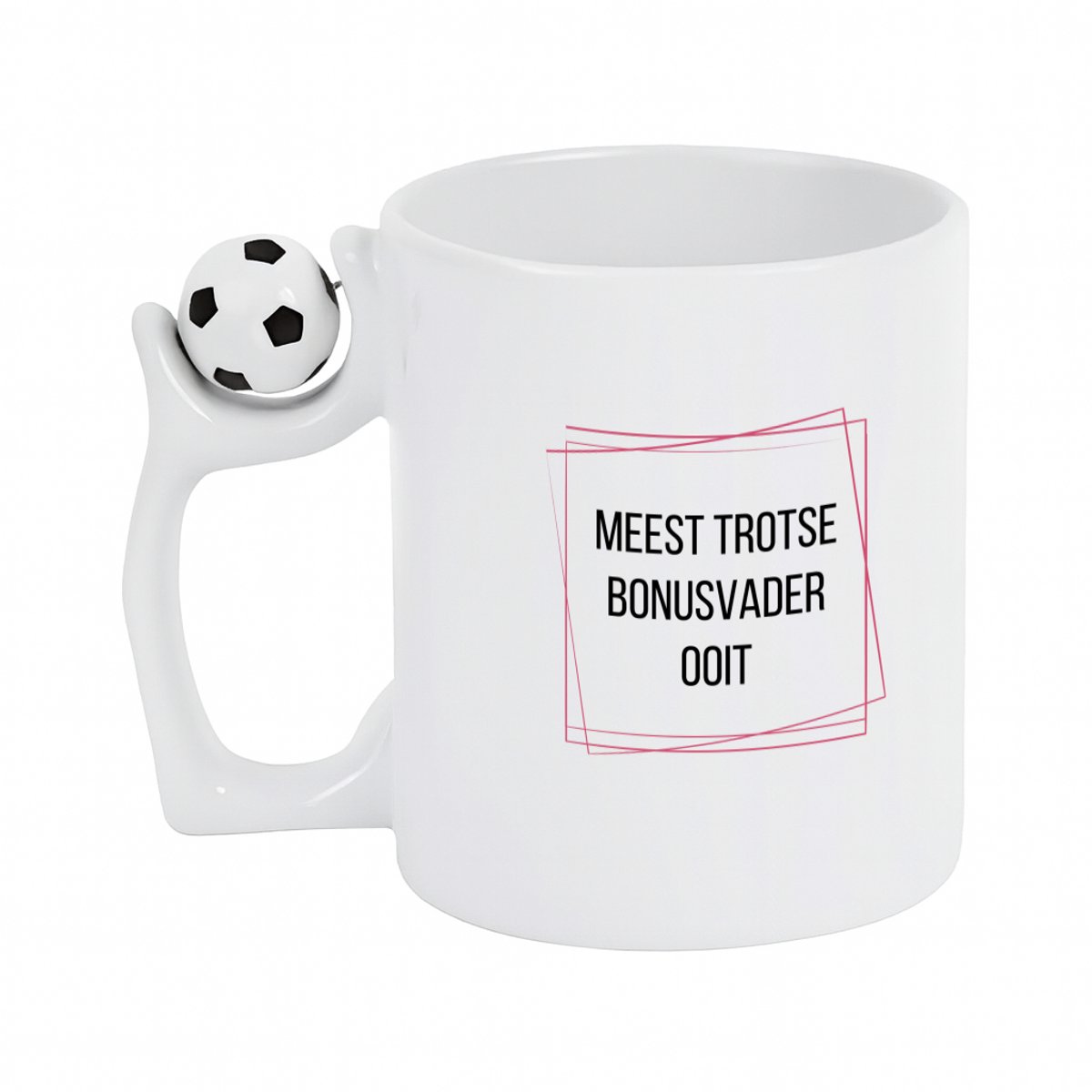 Hacebo® - meest trotse bonusvader ooit koffiebeker met voetbal wit - trotse bonusvader - thee mok - koffie beker - vader cadeautjes - vaderdag - verjaardagscadeau - verjaardag - cadeau - geschenk - kado - gift - koffiemok - 330 ML