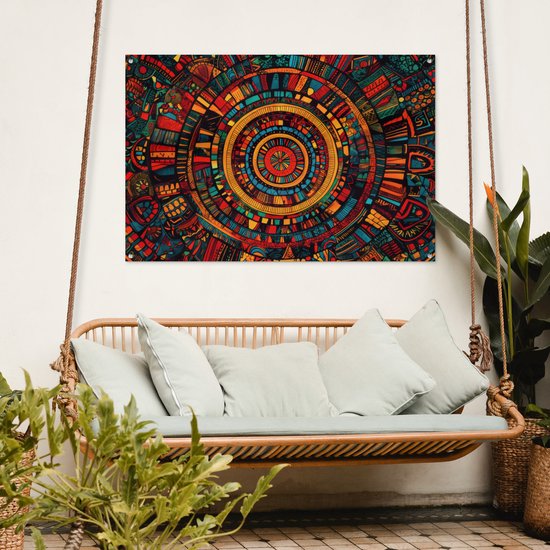 Affiche de jardin 120x80 cm - Décoration de jardin Mandala - Cercles - Motifs - Affiche pour le jardin - Décoration extérieure - Tableau de jardin clôture - Décoration murale sur toile de jardin - Décoration murale sur toile de balcon