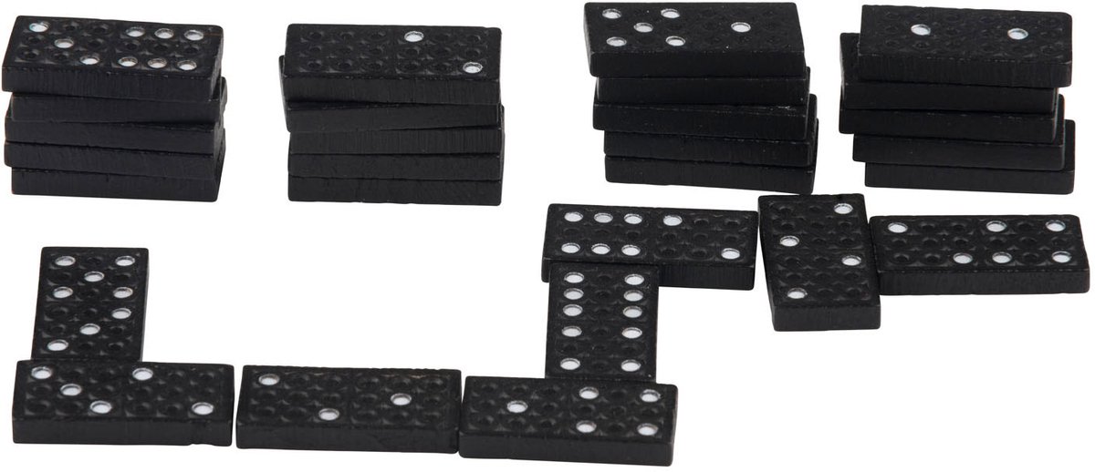 Eddy Toys Domino Hout 28 Stuks - Domino Wood Spel - Houten Dominostenen 3,7x1,7 cm - Klassiek Gezelschapsspel voor Kinderen en Volwassenen - Zwart