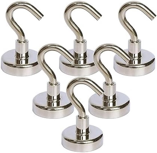 FINDMAG Set van 6 magnetische haken, 50 lb extra sterke FINDMAG Set van 6 magnetische haken, 50 lb extra sterke