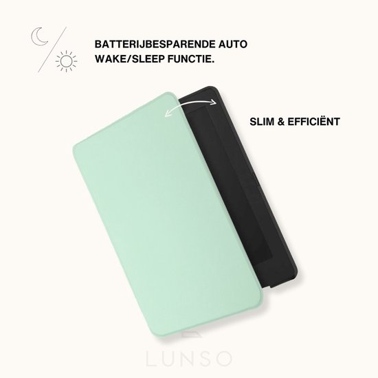 Lunso Geschikt voor Kobo Clara BW / Clara Colour hoes (6 inch) - sleepcover - Lichtgroen van Lunso — afbeelding 4