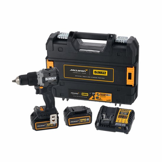 18V DEWALT MCLAREN XR Accu Schroef-/Boormachine Set Met 2x 4,0Ah Accu’s, Brushless Motor, Compact