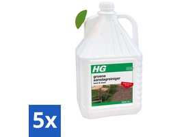 5 x HG - Buiten - Groene Aanslagreiniger - Kant & Klaar - Resultaat Binnen 36 Uur - 5L - Groene Aanslag Verwijderen - Buitenoppervlak Reinigen - Terras Reinigen - Balkon Reinigen - Plantenbak Reinigen