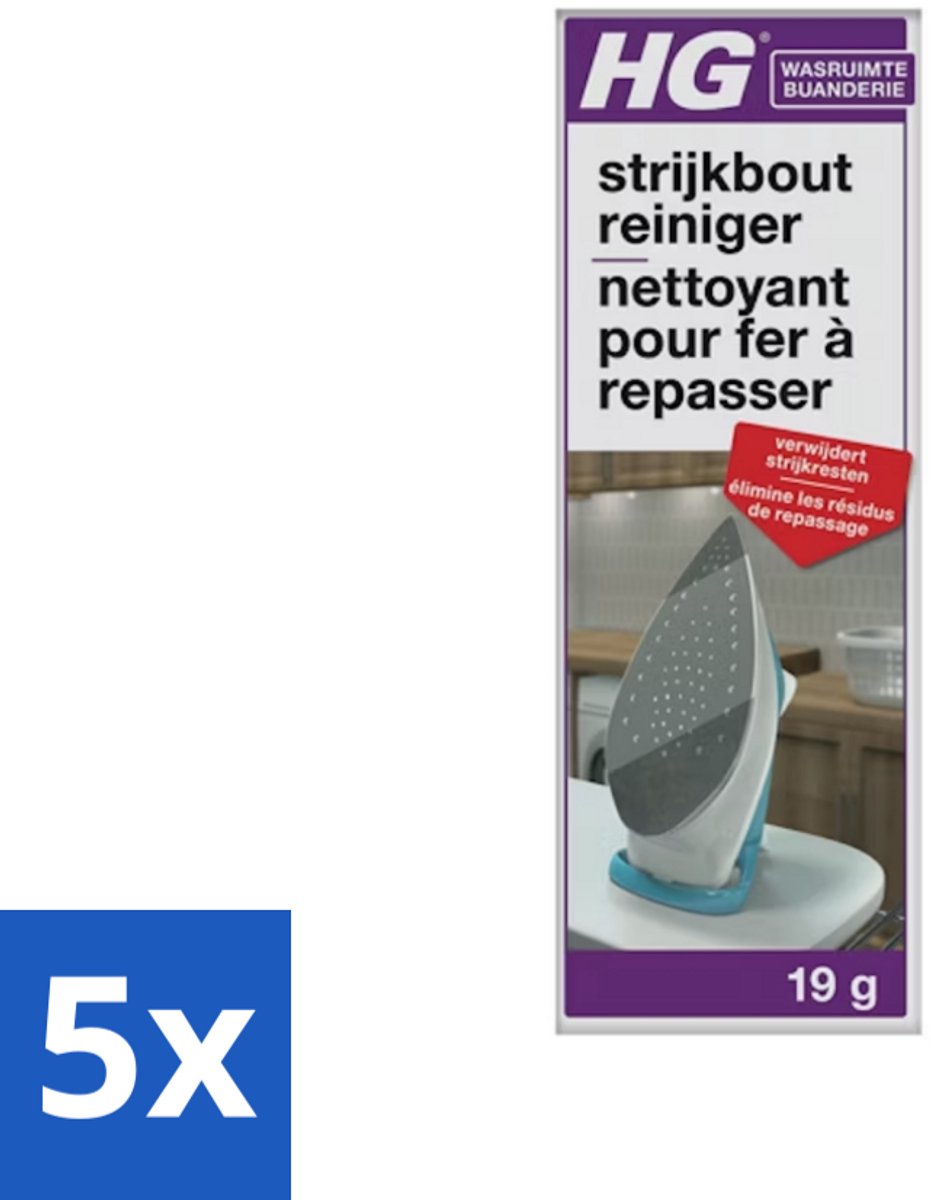 5 x HG Strijkbout Reiniger 50 gr - Strijkbout Reinigen - Strijkresten Verwijderen - Strijkbout Schoonmaken - Strijkbout Reinigen - Strijkbout Aanslag Verwijderen