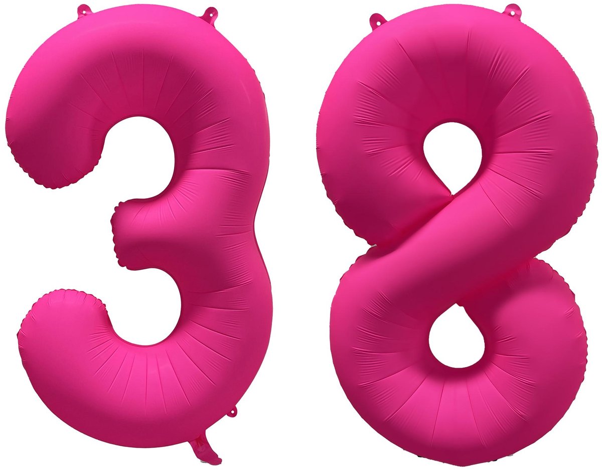 Folieballon 38 jaar - Neon Roze - 86 cm