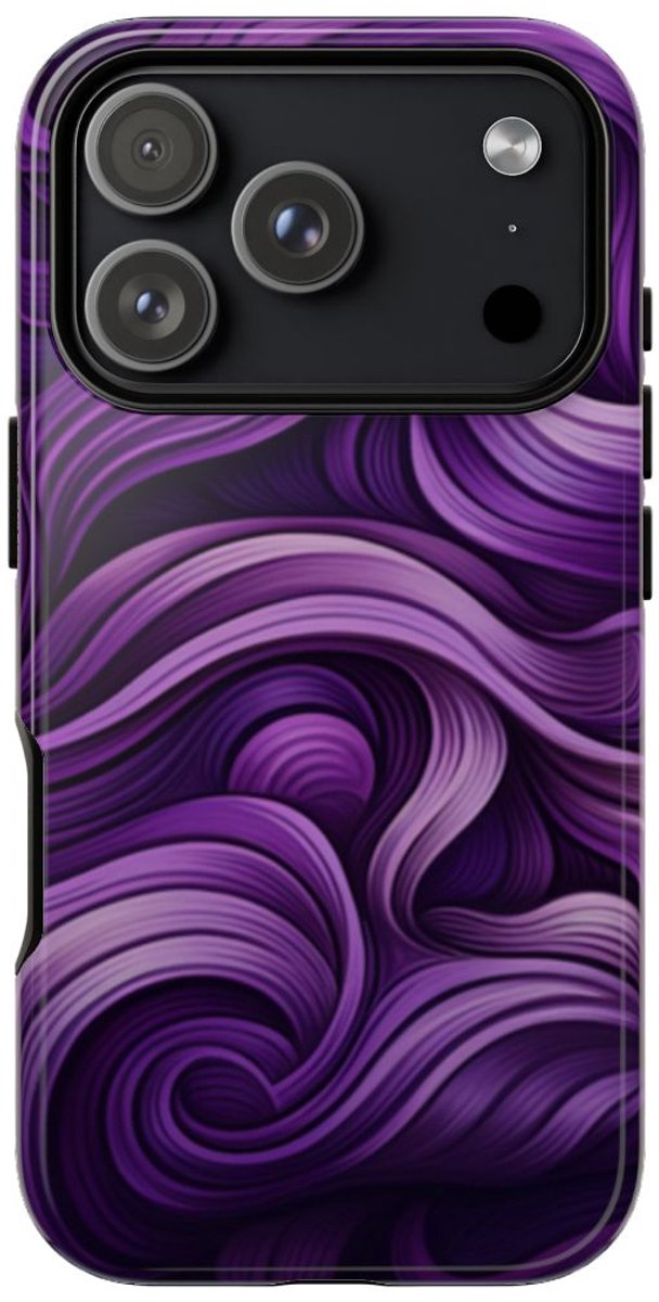 Paars Golvend Motief met Glanzende Afwerking – Telefoonhoesje Geschikt voor iPhone 17 Pro
