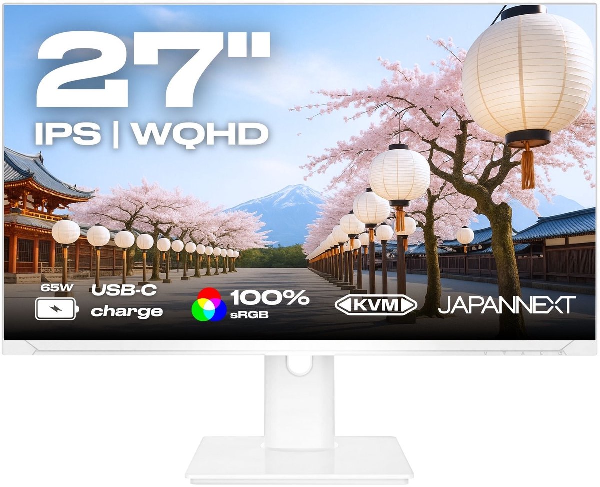 JAPANNEXT Monitor Wit 27" IPS WQHD (2560x1440) | JN-i27QR-C65W-HSP-W