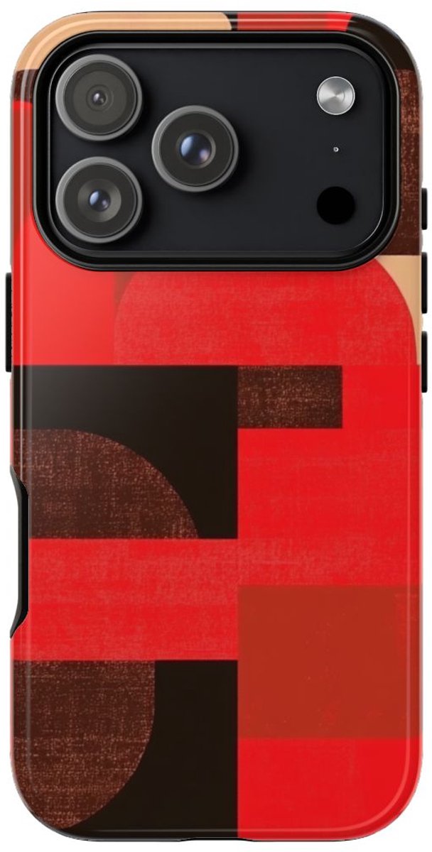 Rood-Bruin Geometrisch Abstract – Telefoonhoesje Geschikt voor iPhone 17 Pro