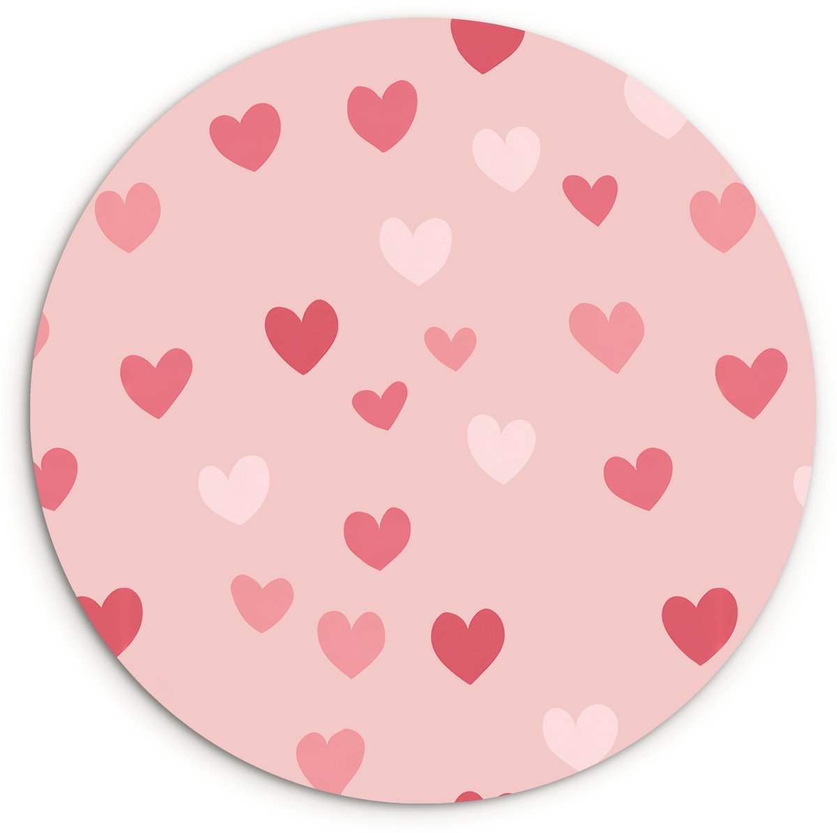 WallCircle Wandcirkel 150x150 cm - Muurcirkel Hartjes - Patroon - Roze - Eenvoudig - Muurdecoratie woonkamer - Wanddecoratie slaapkamer - Kamer decoratie accessoires - Ronde schilderijen