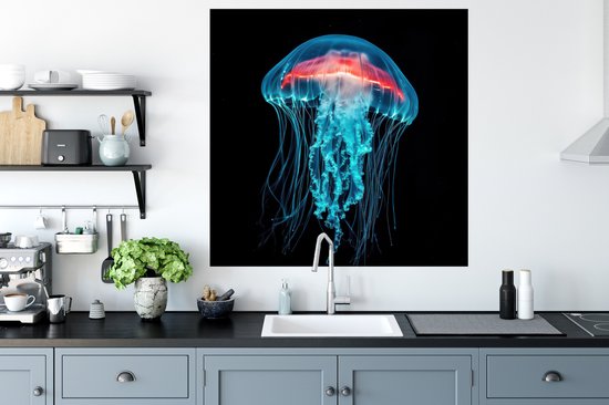 Muurstickers - Sticker Folie - Kwal - Tentakels - Blauw - Licht - 100x100 cm - Plakfolie - Muurstickers Kinderkamer - Zelfklevend Behang XXL - Zelfklevend behangpapier - Stickerfolie