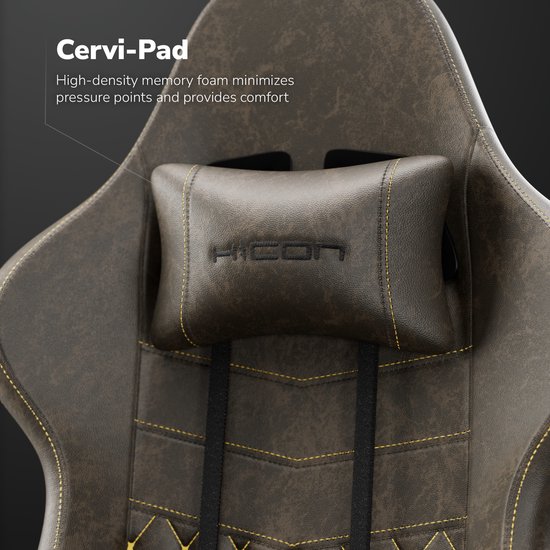 HICON® Gaming Stoel - Ergonomische Gaming stoel met Voetsteun - Comfort Gaming Chair - Vittoria - Bruin