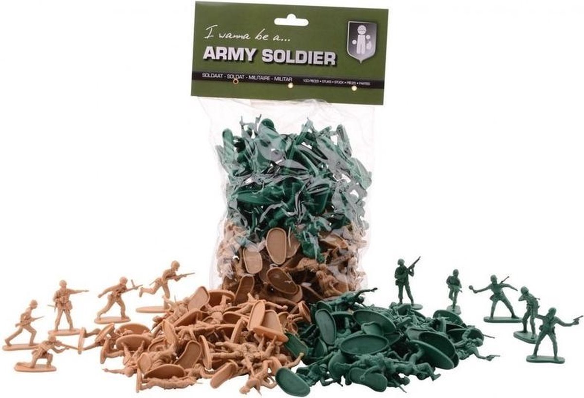 100x Plastic soldaatjes speelgoed figuren - Army Forces soldaat/leger speelfiguurtjes 100 stuks - Merkloos